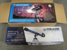 AN UNBOXED MEADE 600AZ REFRACTOR TELESCOPE TOGETHER WITH A BOXED CELESTRON FIRSTSCOPE 114 COMPACT