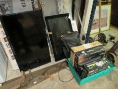 A PANASONIC FLATSCREEN TV TOGETHER WITH ANOTHER FLATSCREEN TV AND ASSORTED ELECTRICALS