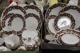 TWO TRAYS OF ROSENTHAL TEA AND DINNERWARE TOGETHER WITH A CERAMIC CHERUBIC CLOCK A/F