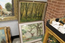 TWO LARGE FRAMED WOODLAND SCENES (2)