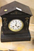 A VINTAGE SLATE MANTLE CLOCK