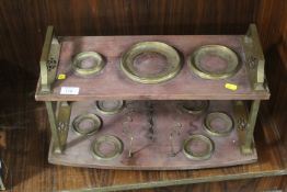 A BRASS MOUNTED TWO TIER DRINKS STAND