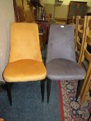 A PAIR OF MODERN UPHOLSTERED DINING CHAIRS