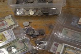 BOX OF SILVER COINAGE AND BANKNOTES