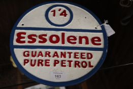 A MODERN REPRODUCTION CAST METAL ESSOLENE PLAQUE