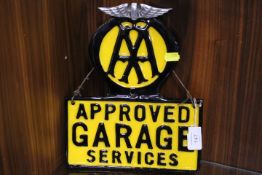 A MODERN REPRODUCTION CAST METAL AA SERVICES GARAGE SIGN