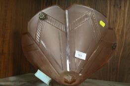 A VINTAGE EARLY TO MID CENTURY ENGRAVED AND FACETED GLASS CEILING SHADE