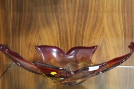 A LARGE MURANO FREEFORM RED GLASS CENTER PIECE