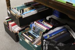 FOUR TRAYS OF ASSORTED BOOKS TO INCLUDE JAMES ROLLINS, TOP GEAR ETC
