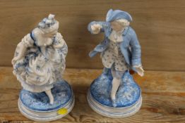TWO CONTINENTAL BLUE AND WHITE CLASSICAL FIGURES