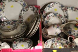 TWO TRAYS OF ROYAL CAULDRON 'VICTORIA' PATTERN TEA AND DINNERWARE