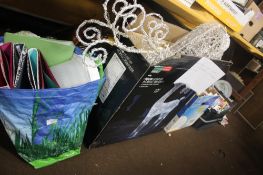 A COLLECTION OF A4 FOLDERS, A LIGHT UP CHRISTMAS REINDEER ETC