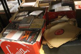 A QUANTITY OF ASSORTED CDS, RECORDS, AUDIO BOOKS ETC