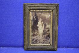 A FRAMED AND GLAZED CHRYSTOLEUM