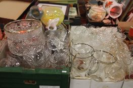 TWO TRAYS OF ASSORTED GLASSWARE TO INCLUDE PRESSED GLASS (TRAY/S NOT INCLUDED)
