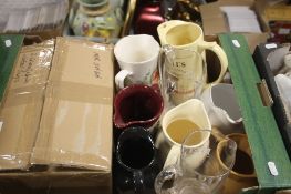 A TRAY OF ASSORTED BEER JUGS ETC TO INCLUDE BELLS (TRAY/S NOT INCLUDED)