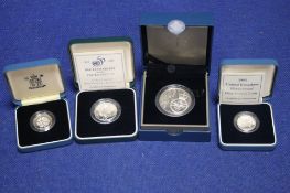 SILVER PROOFS £1- 1995 ND 1997, £2- 1995 ND £5 2012 IN CASES OF ISSUE, WITH COA'S (4)
