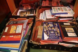 FIVE BOXES OF AUCTION CATALOGUES MANY COLLECTIONS, ideal for reference on coins, stamps etc