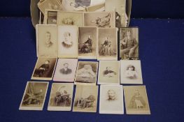 A BOX OF CARTES D VISITES CABINET CARDS