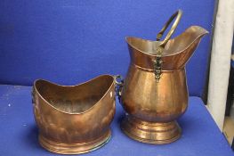 TWO COPPER COAL SCUTTLES