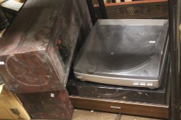 TWO TURNTABLES AND A PAIR OF SPEAKERS