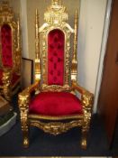A MODERN GOLD LEAF THRONE CHAIR