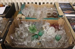 TWO TRAYS OF ASSORTED GLASSWARE (TRAY/S NOT INCLUDED)