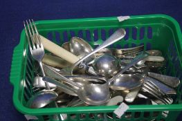 A SMALL BASKET OF FLATWARE