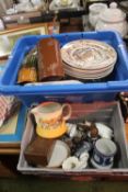 TWO TRAYS OF ASSORTED CERAMICS TO INCLUDE PICTURE PLATES (TRAY/S NOT INCLUDED)