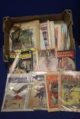 A TRAY OF MISCELLANEOUS BOOKS AND COMICS TO INCLUDE THE BEATLES, OSMONDS, ETC (TRAY/S NOT INCLUDED)
