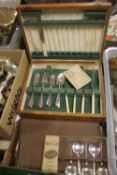A TRAY OF BOXED AND UNBOXED CUTLERY (TRAY/S NOT INCLUDED)