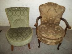 TWO OCCASIONAL ANTIQUE BEDROOM CHAIRS