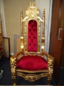 A MODERN GOLD LEAF THRONE CHAIR