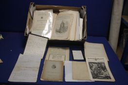 A TRAY OF MISCELLANEOUS LETTERS AND EPHEMERA (TRAY/S NOT INCLUDED)