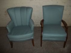 A VINTAGE PARKER KNOLL CHAIR AND A MATCHED BEDROOM CHAIR