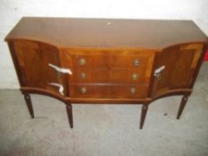 A REPRODUCTION SIDEBOARD WITH CROSS BAND DETAIL