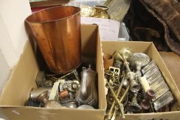 TWO TRAYS OF BRASS, COPPER ETC (TRAY/S NOT INCLUDED)