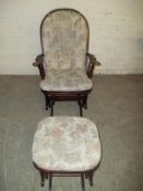 A MODERN ROCKING CHAIR AND A STOOL