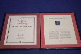 QV TWO PENNY BLUE (IMPERF, CIRCA 1840) IN WEST MINISTER FOLDER WITH COA