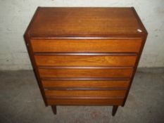 A RETRO TEAK DANISH CHEST OF 6 DRAWERS