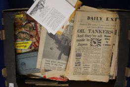 A TRAY OF ASSORTED NEWSPAPER CUTTINGS AND MAGAZINES