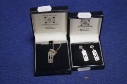 A MACKINTOSH WHITE METAL NECKLACE AND SIMILAR EARINGS