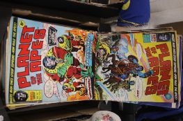 A TRAY OF ASSORTED COMICS TO INCLUDE PLANET OF THE APES (TRAY/S NOT INCLUDED)