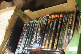 A TRAY OF DC AND MARVEL HARDBACK BOOKS (TRAY/S NOT INCLUDED)