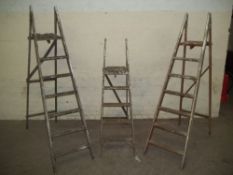 THREE PAIRS OF STEP LADDERS