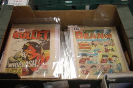 A TRAY OF COMICS to include The Hotspur 1954, 1958, 1946, 1948, 1949 etc together with Bullet 1976