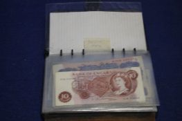 AN ALBUM OF OLD BRITISH BANK NOTES, TO INCLUDE TEN SHILLING NOTES, A BLUE £1 AND SCOTTISH TYPES