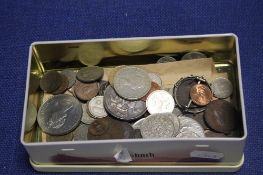 A TIN OF MAINLY BRITISH COINS
