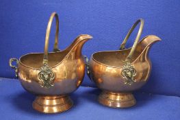 TWO COPPER COAL SCUTTLES