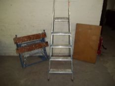 THREE ITEMS OF DECORATORS ITEMS TO INCLUDE STEP LADDERS